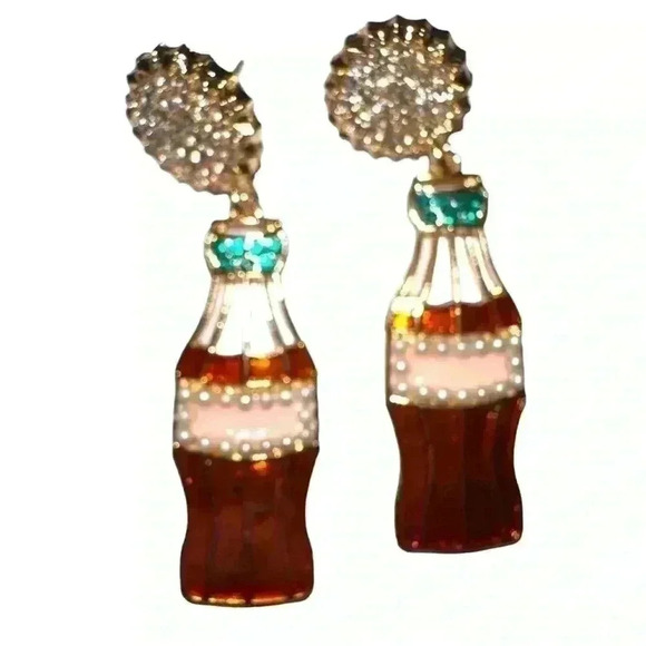 Bundle 2 pair costume drop earrings champagne bottles & coke bottles! NWOT - Picture 3 of 7